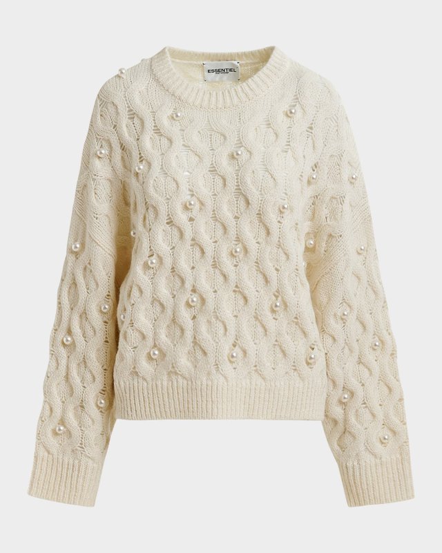 Halpes Embellished Cable-Knit Pullover